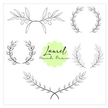 Set of Line Art Laurel Stock Illustration