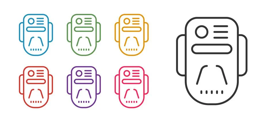 Set line Artificial intelligence robot icon isolated on white background Stock Illustration