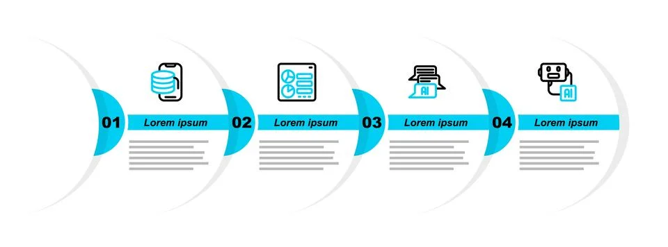 Set line Artificial intelligence robot, Chat, Computer api interface and Cl.. Illustrazione stock