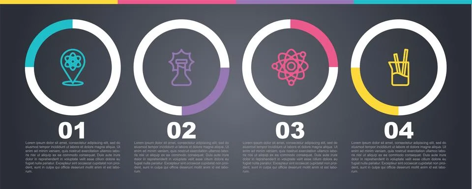 Set line Atom, Explosion in the flask,  and Laboratory glassware. Business .. Stock Illustration