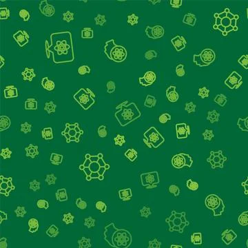 Set line Atom, Molecule and on seamless pattern. Vector Stockillustratie