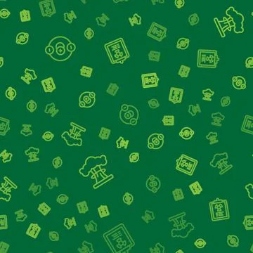 Set line Atom, Nuclear explosion and Radiation warning document on seamless 스톡 일러스트