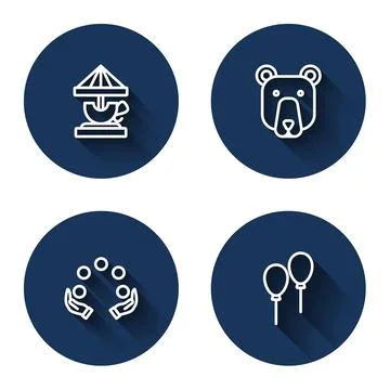 Set line Attraction carousel, Bear head, Juggling ball and Balloons with ri.. Stock-Illustration