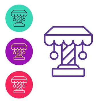 Set line Attraction carousel icon isolated on white background. Amusement park Stockillustratie