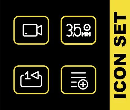 Set line Audio jack Add to playlist Repeat track music player and Play video  Illustrazione stock