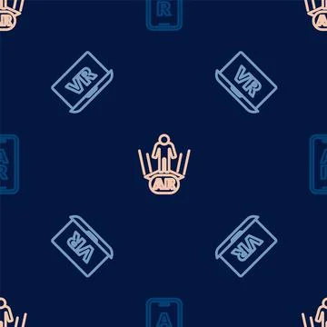 Set line Augmented reality AR, Virtual and on seamless pattern. Vector イラスト素材