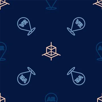 Set line Augmented reality AR, Virtual and 3d modeling on seamless pattern. V イラスト素材