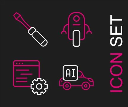 Set line Autonomous smart car, Computer api interface, Robot and Screwdrive.. イラスト素材