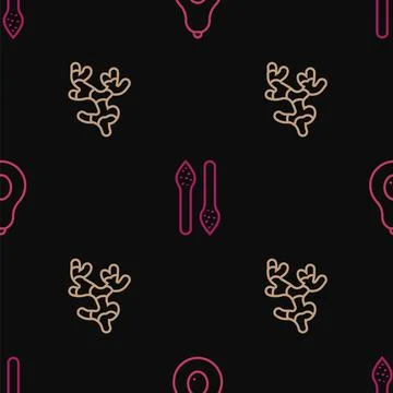 Set line Avocado, Ginger root and Asparagus on seamless pattern. Vector Stock Illustration