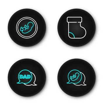 Set line Baby, Speech bubble dad, socks clothes and  icon. Vector Stock Illustration