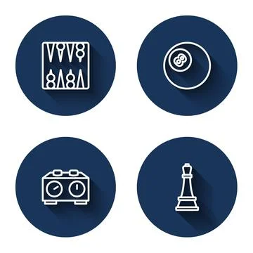 Set line Backgammon board, Billiard pool snooker ball, Time chess clock and C Stock Illustration