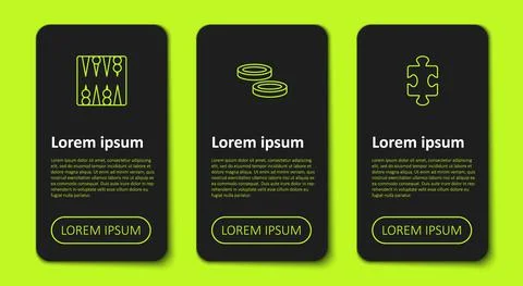 Set line Backgammon board, Checker game chips and Puzzle pieces toy. Business Stock Illustration