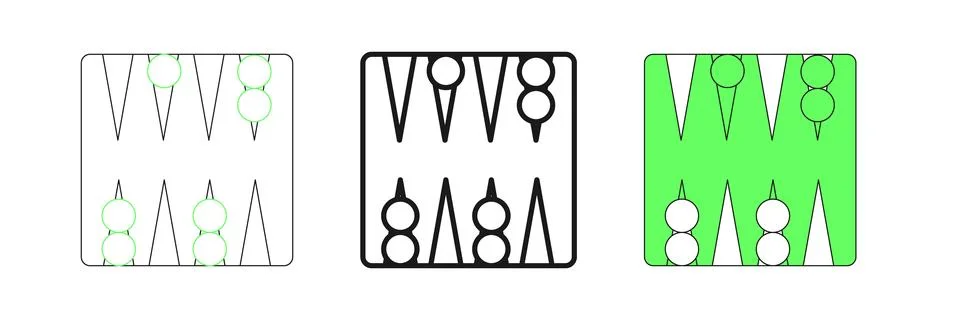 Set line Backgammon board icon isolated on white background.  Vector Illustrazione stock