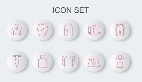 Set line Backpack, Tie, Christmas mitten, Men underpants, Hoodie, Pants, Sl.. Stock Illustration
