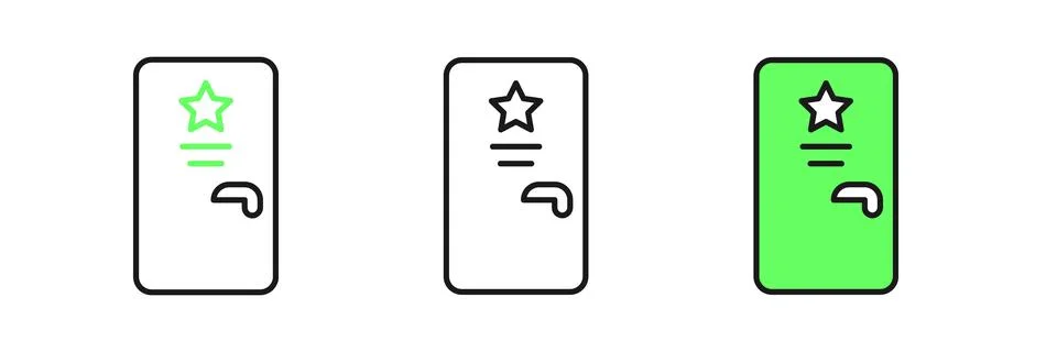 Set line Backstage icon isolated on white background. Door with a star sign.. Stock Illustration