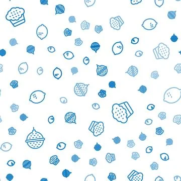 Set line Ball tea strainer, Muffin and Lemon on seamless pattern. Vector Stock Illustration