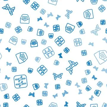 Set line Barbed wire, Security camera and Mail and e-mail on seamless pattern Stock Illustration