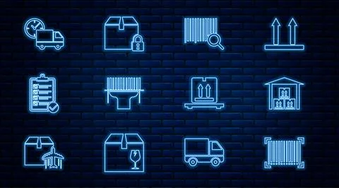 Set line Barcode, Warehouse, Search barcode, Scanner scanning, Verification of Stock Illustration