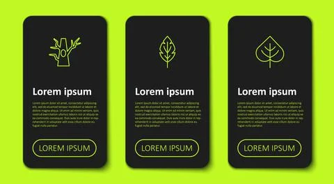 Set line Bare tree, Leaf and . Business infographic template. Vector Stock Illustration