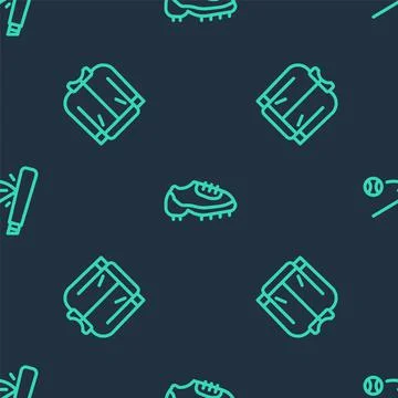 Set line Baseball boot, t-shirt and bat with on seamless pattern. Vector イラスト素材