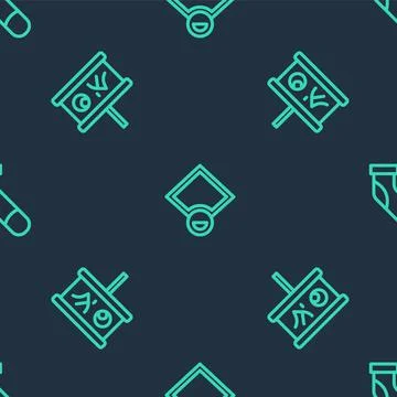 Set line Baseball field, Planning strategy and sock on seamless pattern. Vector Stock Illustration