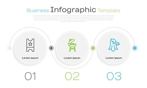Set line Baseball ticket, Barbecue grill and Eagle. Business infographic te.. Ilustración de archivo