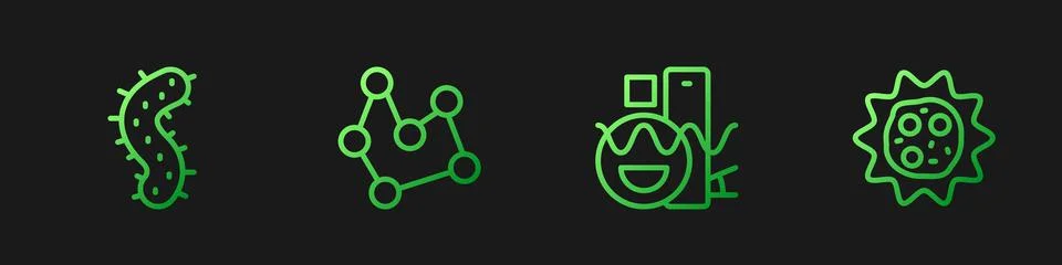 Set line Basic geometric shapes, Virus, Chemical formula and . Gradient color Stock Illustration