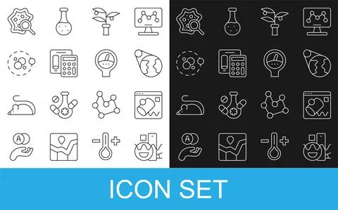 Set line Basic geometric shapes, Data visualisation, Earth globe, Plant breeding Illustrazione stock