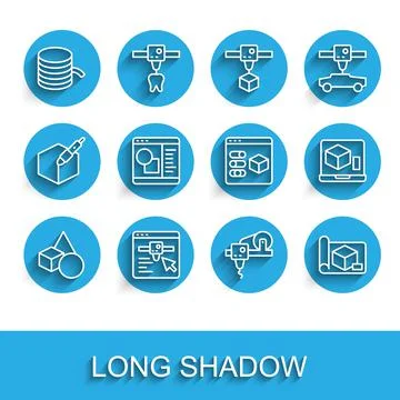 Set line Basic geometric shapes, 3D printer setting, Filament for, Graphing Stock Illustration
