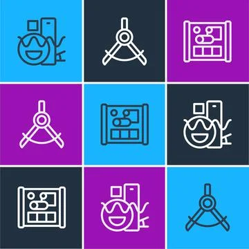 Set line Basic geometric shapes, Graphing paper for engineering and Drawing Illustrazione stock
