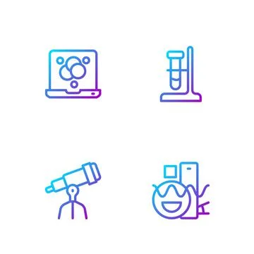 Set line Basic geometric shapes, Telescope, Chemical formula and Test tube flask イラスト素材