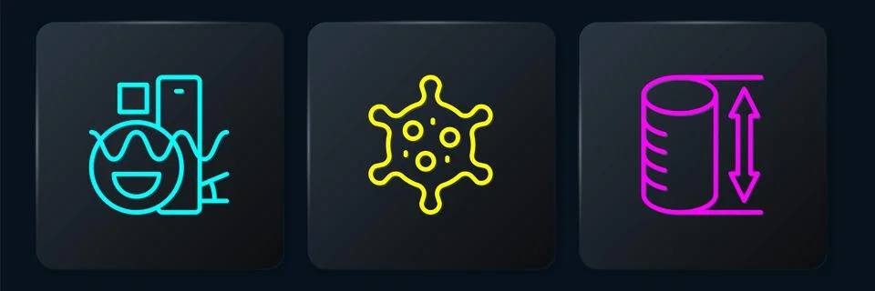 Set line Basic geometric shapes, Height geometrical figure and Virus. Black Stock Illustration