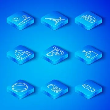 Set line Beach ball, Diving mask and snorkel, Please do not disturb, Sand bucket Stock-Illustration