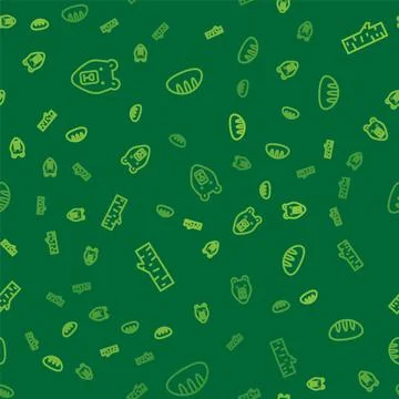 Set line Bear head, Birch tree and Bread loaf on seamless pattern. Vector 스톡 일러스트