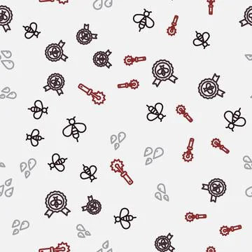 Set line Bee, Best bee, Drops of honey and Cutter roll for on seamless pattern イラスト素材
