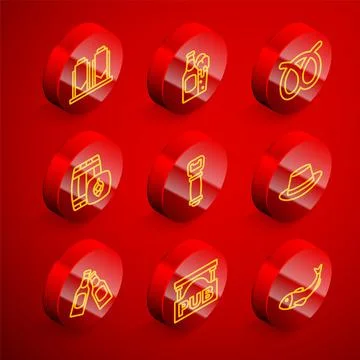 Set line Beer brewing process, bottle and glass, Pretzel, Wooden barrel, Bottle Stock Illustration