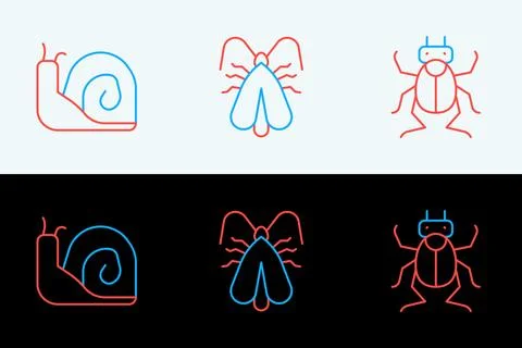 Set line Beetle bug, Snail and Clothes moth icon. Vector 스톡 일러스트