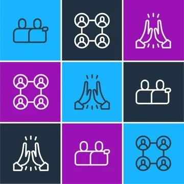 Set line BFF or best friends forever, Informal greeting and  icon. Vector Stock Illustration