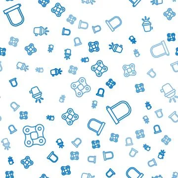 Set line Bicycle chain, lock and head lamp on seamless pattern. Vector Illustrazione stock