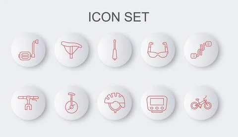 Set line Bicycle, handlebar, Screwdriver, speedometer, pedal, seat, Unicycle or 스톡 일러스트