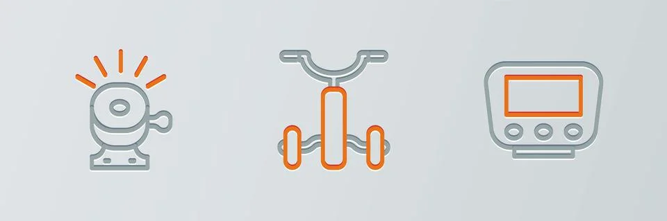 Set line Bicycle speedometer, bell and for kids icon. Vector 스톡 일러스트