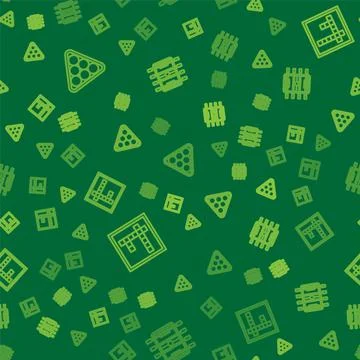 Set line Billiard balls in triangle, Bingo and Hockey table on seamless pattern Stock Illustration