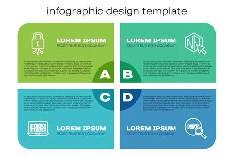 Set line Binary code, Cyber security, Search NFT and Digital crypto art Stock Illustration