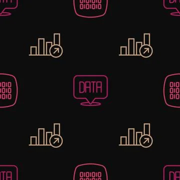 Set line Binary code, Financial growth and Data analysis on seamless pattern Stock Illustration