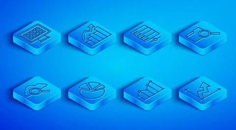 Set line Binary code, Financial growth, Server, Pie chart infographic, Sear.. Stock Illustration