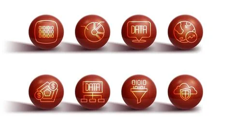 Set line Binary code, Financial growth, Data analysis, Pie chart infographi.. Stock Illustration