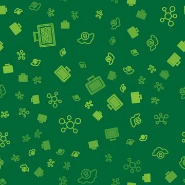 Set line Binary code, Mind map infographic and Cloud computing lock on seamless Illustrazione stock