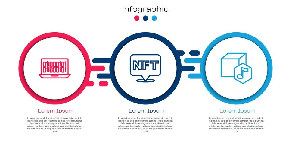 Set line Binary code, NFT Digital crypto art and . Business infographic template イラスト素材