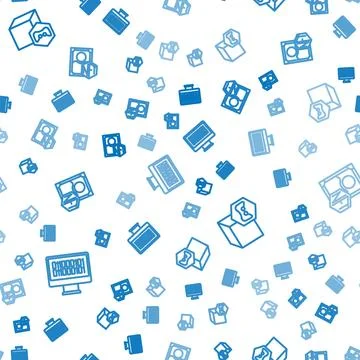 Set line Binary code, NFT Digital crypto art and on seamless pattern. Vector Stock Illustration