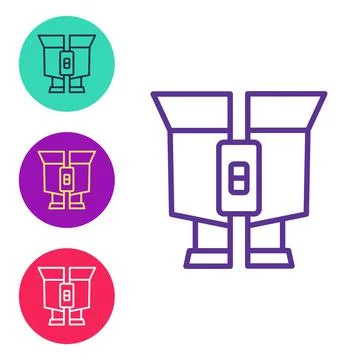 Set line Binoculars icon isolated on white background. Find software sign. Spy Stock Illustration